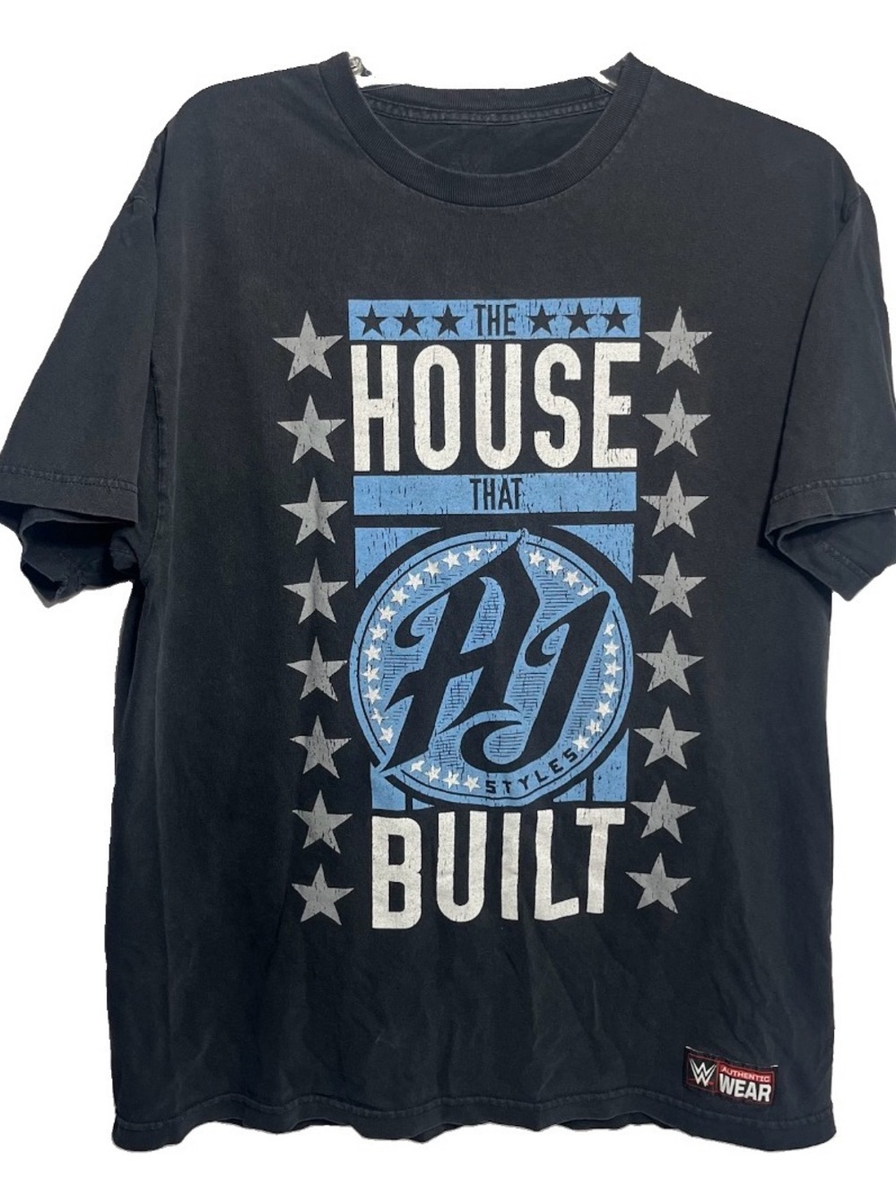WWE Authentic AJ Styles The House That AJ Built Black Graphic T-Shirt Mens Large